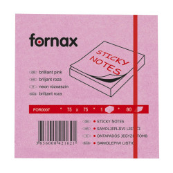 Jegyzettömb öntapadó, 75x75mm, 80lap, Fornax neon rózsaszín Író- irodaszer, papíráru Fornax