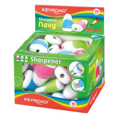 Hegyező 1 lyukú tartályos, radírral 36 db/display Keyroad Navy vegyes színek Író- irodaszer, papíráru Keyroad