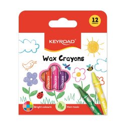 Zsírkréta készlet 8x90mm 12 db/bliszter Keyroad Wax Crayon vegyes színek Író- irodaszer, papíráru Keyroad