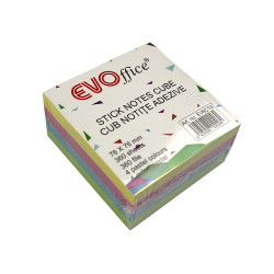 Jegyzettömb öntapadó, 75x75mm, 360lap, EVOffice 4 pasztell szín Író- irodaszer, papíráru Evo