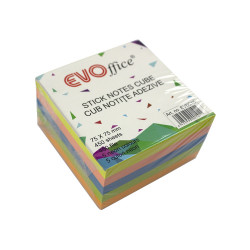 Jegyzettömb öntapadó, 75x75mm, 450lap, EVOffice 5 neon szín Író- irodaszer, papíráru Evo