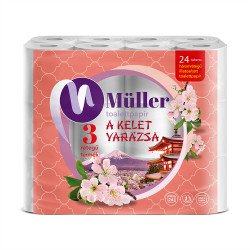 Toalettpapír 3 rétegű kistekercses 100% cellulóz 24 tekercs/csomag Kelet Varázsa Müller fehér Iroda üzemeltetés, munkavédelem Müller