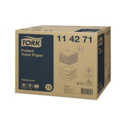Toalettpapír 2 rétegű hajtogatott 242 lap/csomag 36 csomag/karton T3 Folded Tork_114271 fehér Iroda üzemeltetés, munkavédelem Tork