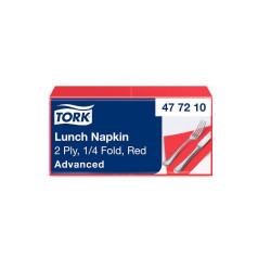 Szalvéta 2 rétegű 1/4 hajtású 32,8 x 32,5 cm 200 lap/csomag Advanced Lunch Tork_477210 piros
