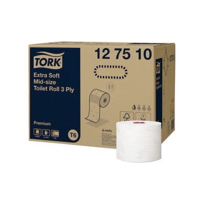 Toalettpapír 3 rétegű duplatekercses átmérő: 13,2 cm 70 m/tek 27 tekercs/karton Premium Mid-size T6 Tork_127510 fehér Toalettpapír 3 rétegű duplatekercses átmérő: 13,2 cm 70 m/tek 27 tekercs/karton Premium Mid-size T6 Tork_127510 fehér