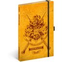 Keménytáblás notesz krémszínű lapokkal leszorító gumiszalaggal Harry Potter-Hogwarts 130x210mm, Presco