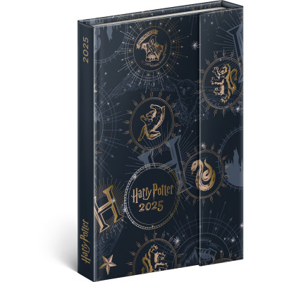 Határidőnapló mágnessel záródó, krémszínű lapokkal Harry Potter-Lumos 110×160 mm, Presco