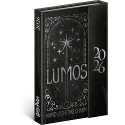 Határidőnapló mágnessel záródó, krémszínű lapokkal Harry Potter-Lumos 110×160 mm, Presco