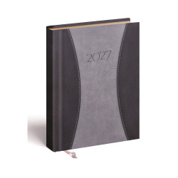 Zsebnaptár álló Prémium B/6, heti krémszínű lapokkal szürke Realsystem 2027.