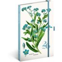 Keménytáblás notesz krémszínű lapokkal leszorító gumiszalaggal Herbarium 130x210mm, Presco