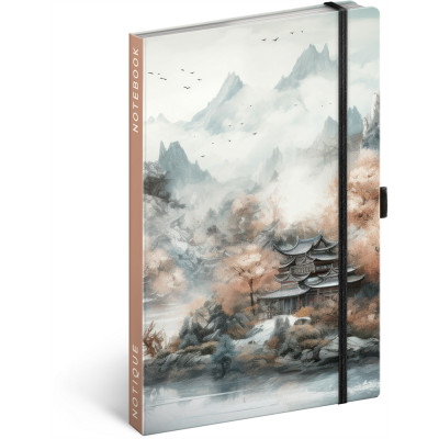 Keménytáblás notesz krémszínű lapokkal leszorító gumiszalaggal Japan 130x210mm, Presco
