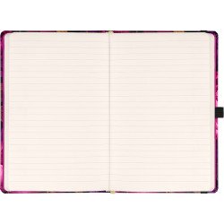 Keménytáblás notesz krémszínű lapokkal leszorító gumiszalaggal Purple Flowers 130x210mm, Presco Író- irodaszer, papíráru Presco