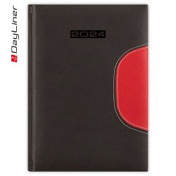 Határidőnapló Memphis A5 napi fehér lapokkal Fekete-piros Dayliner 2024. Író- irodaszer, papíráru Dayliner