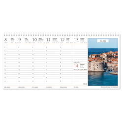 Asztali naptár fehér lapokkal 320 × 150 mm Európa fekvő karton hátlappal Dayliner 2024.