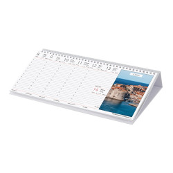 Asztali naptár fehér lapokkal 320 × 150 mm Európa fekvő karton hátlappal Dayliner 2024.