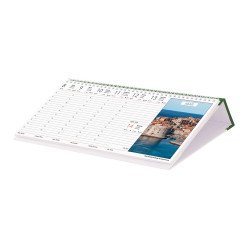 Asztali naptár fehér lapokkal 320 × 150 mm Európa fekvő műbör hátlappal zöld Dayliner 2024. Író- irodaszer, papíráru Dayliner