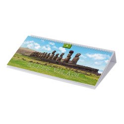 Asztali naptár fehér lapokkal 320 × 150 mm Képes világ fekvő karton hátlappal Dayliner 2024. Író- irodaszer, papíráru Dayliner