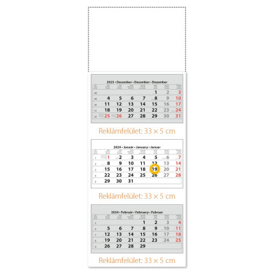 Speditőr naptár3 tömb 3 hónap 330 × 670 mm fejrész nélkül Dayliner 2024.
