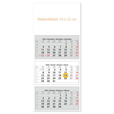 Speditőr naptár4 tömb 3 hónap TRN 350 × 755 mm üres fejrész Dayliner 2024.