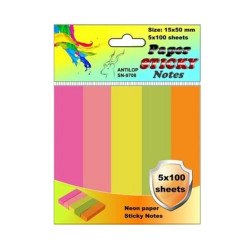 Jelölőcímke 15x50mm, 5x100lap papír, neon színek Antilop Író- irodaszer, papíráru Antilop