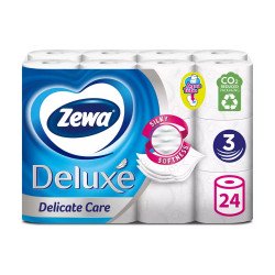 Toalettpapír 3 rétegű kistekercses 100% cellulóz 24 tekercs/csomag Delicate Care Deluxe Zewa hófehér Iroda üzemeltetés, munkavédelem Zewa
