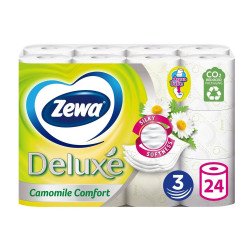 Toalettpapír 3 rétegű kistekercses 100% cellulóz 24 tekercs/csomag Deluxe Zewa Camomile Comfort hófehér Iroda üzemeltetés, munkavédelem Zewa