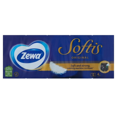 Papírzsebkendő 4 rétegű 10 x 9 db/csomag Zewa Softis illatmentes Papírzsebkendő 4 rétegű 10 x 9 db/csomag Zewa Softis illatmentes