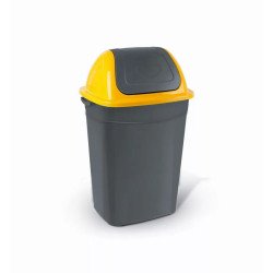 Szemetes kuka billenő fedéllel műanyag 50 literes UP013S antracit-sárga Író- irodaszer, papíráru Uctem Plas