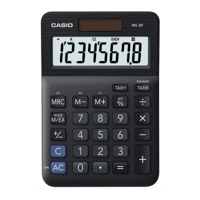 Számológép asztali 8 digit nagy, döntött kijelző Casio MS 8 F fekete Számológép asztali 8 digit nagy, döntött kijelző Casio MS 8 F fekete