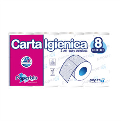 Toalettpapír 2 rétegű kistekercses 100% cellulóz 150 lap/tekercs 8 tekercs/csomag Paperblu Carta Igienica_Paperdi Iroda üzemeltetés, munkavédelem Paperdi