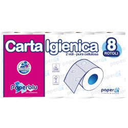 Toalettpapír 2 rétegű kistekercses 100% cellulóz 150 lap/tekercs 8 tekercs/csomag Paperblu Carta Igienica_Paperdi Iroda üzemeltetés, munkavédelem Paperdi