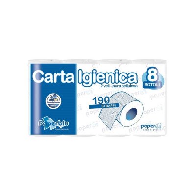 Toalettpapír 2 rétegű kistekercses 100%cellulóz 190 lap/19,95 m/tekercs 8 tekercs/csomag Paperblu Carta Igienica_Paperdi Toalettpapír 2 rétegű kistekercses 100%cellulóz 190 lap/19,95 m/tekercs 8 tekercs/csomag Paperblu Carta Igienica_Paperdi
