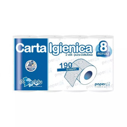 Toalettpapír 2 rétegű kistekercses 100%cellulóz 190 lap/19,95 m/tekercs 8 tekercs/csomag Paperblu Carta Igienica_Paperdi Iroda üzemeltetés, munkavédelem Paperdi