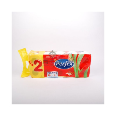 Toalettpapír 3 rétegű 100% cellulóz 84 lap/tekercs 8+2 tekercs/csomag Boni Perfex