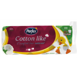 Toalettpapír 3 rétegű kistekercses 100% cellulóz 10 tekercs/csomag Cotton Like Comfort Line Natural Boni Perfex fehér Iroda üzemeltetés, munkavédelem Perfex