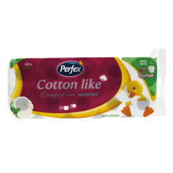 Toalettpapír 3 rétegű kistekercses 100% cellulóz 10 tekercs/csomag Cotton Like Comfort Line Natural Boni Perfex fehér Iroda üzemeltetés, munkavédelem Perfex