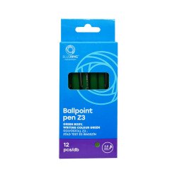 Golyóstoll 0,8mm, nyomógombos műanyag zöld test, Bluering® Z3, írásszín zöld Író- irodaszer, papíráru Bluering