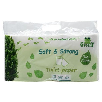 Toalettpapír 3 rétegű kistekercses 100% cellulóz 8 tekercs/csomag Soft & Strong_Greeny Toalettpapír 3 rétegű kistekercses 100% cellulóz 8 tekercs/csomag Soft & Strong_Greeny