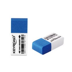 Radír, 30 db/display, Keyroad Duo, fehér-kék Író- irodaszer, papíráru Keyroad