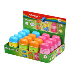 Hegyező, 2 lyukú, radírral, 16 db/display, Keyroad 2in1, vegyes színek Író- irodaszer, papíráru Keyroad