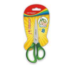 Olló, 15 cm, hegyes, 1 db/bliszter, Keyroad Soft Grip, vegyes színek Irodatechnika, kellékei Keyroad