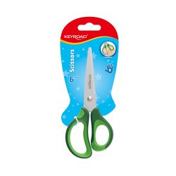 Olló, 15 cm, hegyes, 1 db/bliszter, Keyroad Soft Grip, vegyes színek Irodatechnika, kellékei Keyroad