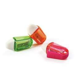 Hegyező, 1 lyukú, radírral, 24 db/display, Keyroad Twist, vegyes színek Író- irodaszer, papíráru Keyroad