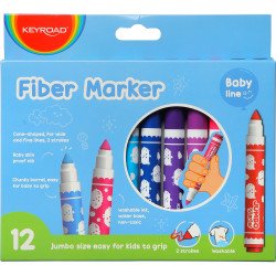 Rostirón, filctoll készlet, 5 mm, 12 db/bliszter, Keyroad Jumbo, vegyes színek Író- irodaszer, papíráru Keyroad