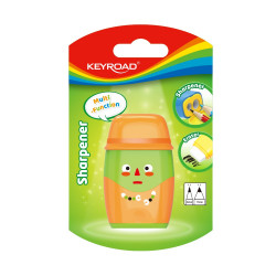Hegyező, 2 lyukú, radírral, 1 db/bliszter, Keyroad 2in1, vegyes színek Író- irodaszer, papíráru Keyroad