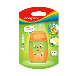 Hegyező, 2 lyukú, radírral, 1 db/bliszter, Keyroad 2in1, vegyes színek Író- irodaszer, papíráru Keyroad