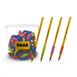 Ceruza markolat, spirál, szilikon, csillám, 72 db/display, Silka Író- irodaszer, papíráru Silka