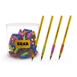 Ceruza markolat, spirál, szilikon, csillám, 72 db/display, Silka Író- irodaszer, papíráru Silka