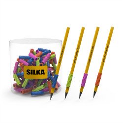 Ceruza markolat, spirál, szilikon, csillám, 72 db/display, Silka Író- irodaszer, papíráru Silka