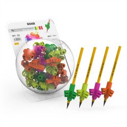 Ceruza markolat, fogássegítő, szilikon, neon, 72 db/display, Silka Író- irodaszer, papíráru Silka